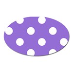 Polka Dots - White on Dark Pastel Purple Magnet (Oval)