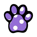 Polka Dots - White on Dark Pastel Purple Magnet (Paw Print)