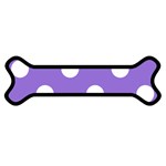 Polka Dots - White on Dark Pastel Purple Magnet (Dog Bone)