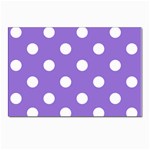 Polka Dots - White on Dark Pastel Purple Postcards 5  x 7  (Pkg of 10)