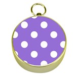 Polka Dots - White on Dark Pastel Purple Gold Compass