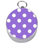 Polka Dots - White on Dark Pastel Purple Silver Compass