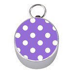 Polka Dots - White on Dark Pastel Purple Silver Compass (Mini)