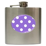 Polka Dots - White on Dark Pastel Purple Hip Flask (6 oz)