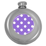 Polka Dots - White on Dark Pastel Purple Hip Flask (5 oz)