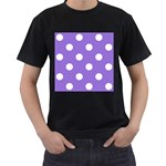 Polka Dots - White on Dark Pastel Purple Men s T-Shirt (Black)