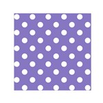 Polka Dots - White on Ube Violet Small Satin Scarf  (Square)