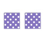 Polka Dots - White on Ube Violet Cufflinks (Square)