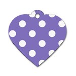 Polka Dots - White on Ube Violet Dog Tag Heart (Two Sides)