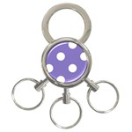 Polka Dots - White on Ube Violet 3-Ring Key Chain