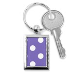 Polka Dots - White on Ube Violet Key Chain (Rectangle)