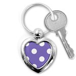 Polka Dots - White on Ube Violet Key Chain (Heart)