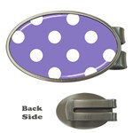 Polka Dots - White on Ube Violet Money Clip (Oval)
