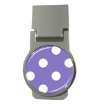 Polka Dots - White on Ube Violet Money Clip (Round)