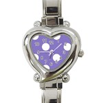 Polka Dots - White on Ube Violet Heart Italian Charm Watch