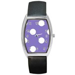 Polka Dots - White on Ube Violet Barrel Style Metal Watch