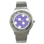 Polka Dots - White on Ube Violet Stainless Steel Watch