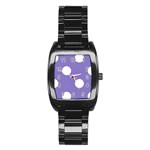 Polka Dots - White on Ube Violet Stainless Steel Barrel Watch