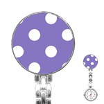 Polka Dots - White on Ube Violet Stainless Steel Nurses Watch