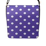 Polka Dots - White on Ube Violet Flap Closure Messenger Bag (L)