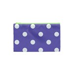Polka Dots - White on Ube Violet Canvas Cosmetic Bag (XS)