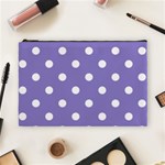 Polka Dots - White on Ube Violet Cosmetic Bag (L)