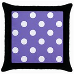 Polka Dots - White on Ube Violet Throw Pillow Case (Black)