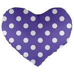 Polka Dots - White on Ube Violet Large 19  Premium Heart Shape Cushion