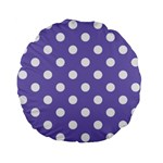 Polka Dots - White on Ube Violet Standard 15  Premium Flano Round Cushion