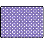 Polka Dots - White on Ube Violet Double Sided Fleece Blanket (Large) (Two Sides)