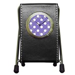 Polka Dots - White on Ube Violet Pen Holder Desk Clock