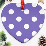 Polka Dots - White on Ube Violet Ornament (Heart)