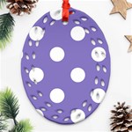 Polka Dots - White on Ube Violet Ornament (Bell) Ornament (Oval Filigree)