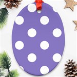 Polka Dots - White on Ube Violet Oval Ornament (Two Sides)