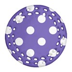 Polka Dots - White on Ube Violet Ornament (Round Filigree)