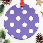 Polka Dots - White on Ube Violet Round Ornament (Two Sides)