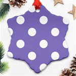 Polka Dots - White on Ube Violet Snowflake Ornament (Two Sides)