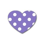 Polka Dots - White on Ube Violet Rubber Coaster (Heart)