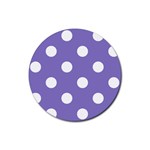 Polka Dots - White on Ube Violet Rubber Coaster (Round)