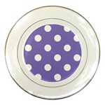 Polka Dots - White on Ube Violet Porcelain Plate
