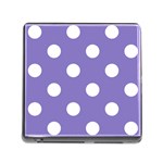 Polka Dots - White on Ube Violet Memory Card Reader (Square)