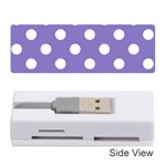 Polka Dots - White on Ube Violet Memory Card Reader (Stick)