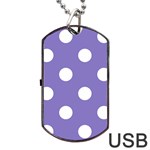 Polka Dots - White on Ube Violet Dog Tag USB Flash (Two Sides)