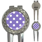 Polka Dots - White on Ube Violet 3-in-1 Golf Divot