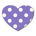 Polka Dots - White on Ube Violet Heart Mousepad