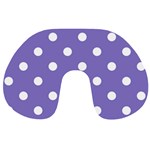 Polka Dots - White on Ube Violet Travel Neck Pillow