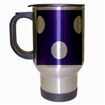 Polka Dots - White on Ube Violet Travel Mug (Silver Gray)