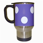 Polka Dots - White on Ube Violet Travel Mug (White)