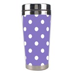 Polka Dots - White on Ube Violet Stainless Steel Travel Tumbler