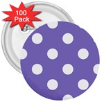 Polka Dots - White on Ube Violet 3  Button (100 pack)